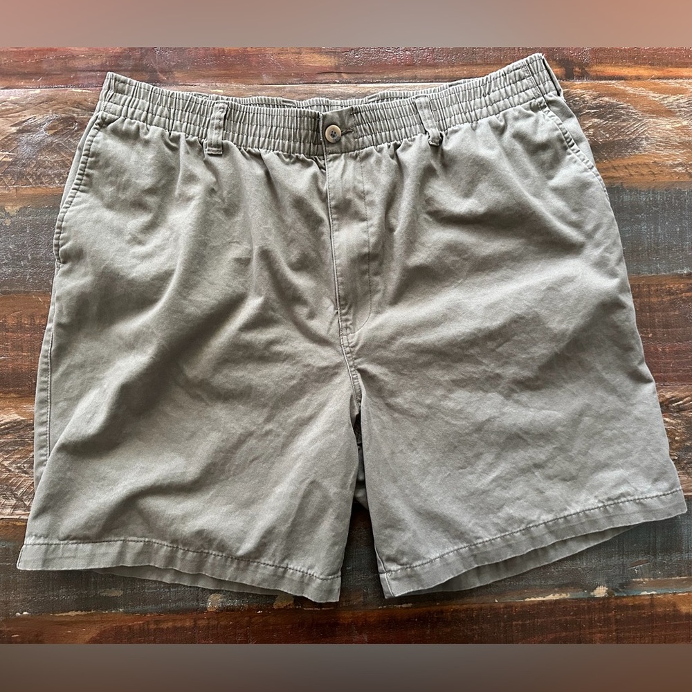 HB By DXL Men’s 1X Waist Tan Chino Zip Elastic Waist Stretch Shorts | SKU 0342